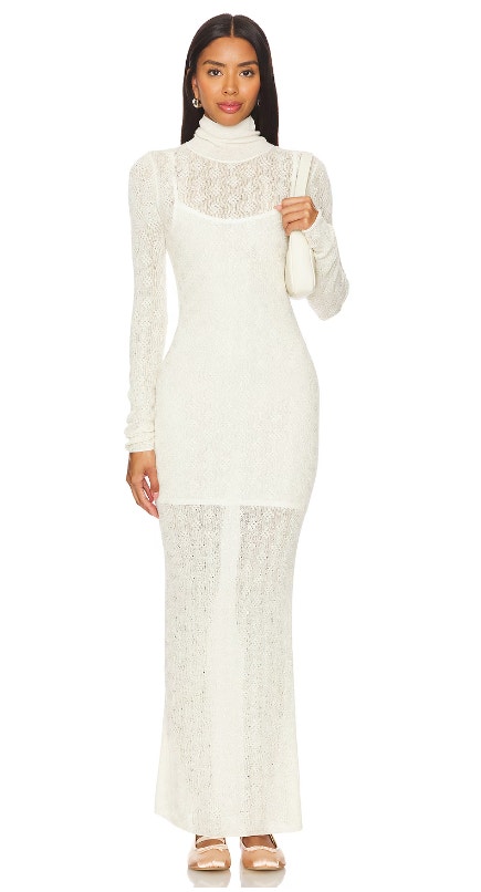 A.L.C. Jayce Dress In Cream Alpaca Wool Slinky Knit Womans Large